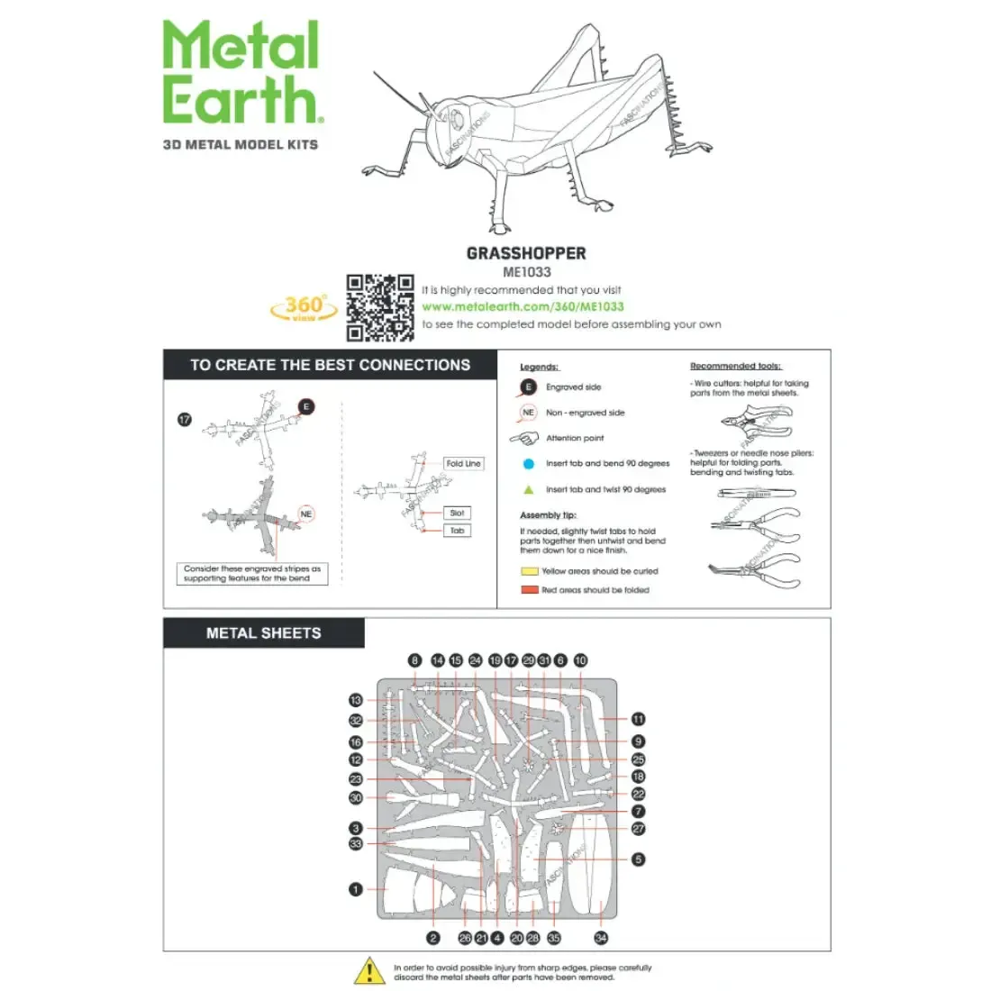 Grasshoppers Figure Model Kit (Steel, Moderate Difficulty) - Fascinations - Metal Earth Series - Image 9