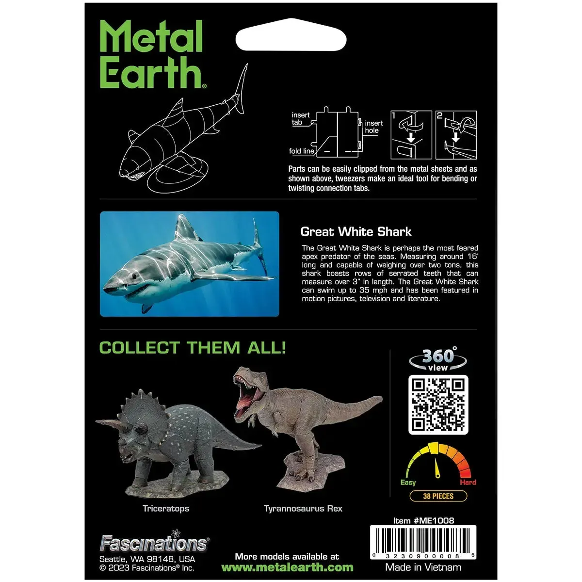 Great White Shark Figure Model Kit (Steel, Moderate Difficulty) - Fascinations - Metal Earth Series - Image 3