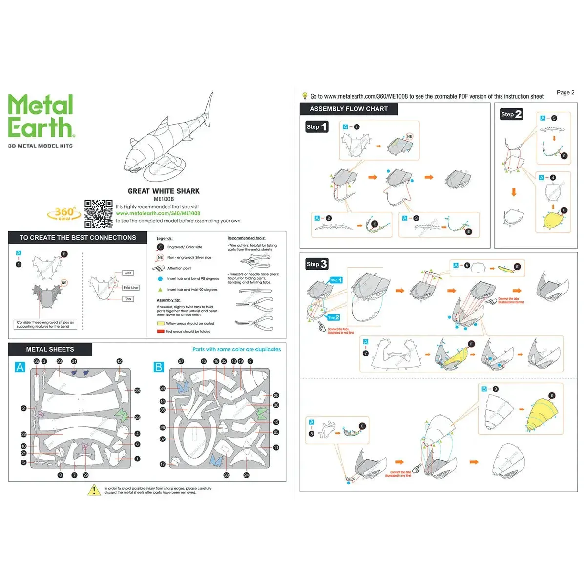 Great White Shark Figure Model Kit (Steel, Moderate Difficulty) - Fascinations - Metal Earth Series - Image 8