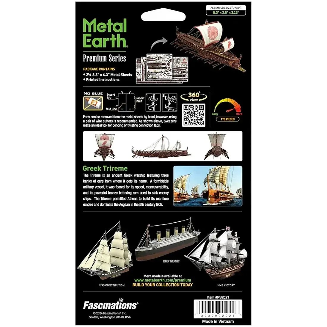 Greek Trireme Ship Figure Model Kit (1:202 Scale, Steel, Expert Difficulty) - Fascinations - Metal Earth Premium Series - Image 3