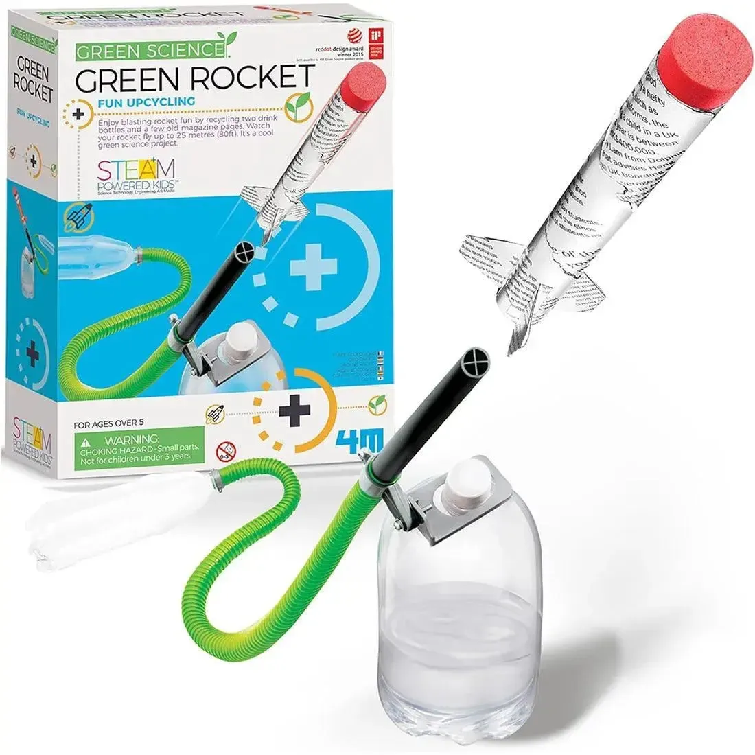Green Science: Green Rocket - Rocket Launcher Educational Science STEAM Building Kit - 4M - Image 2