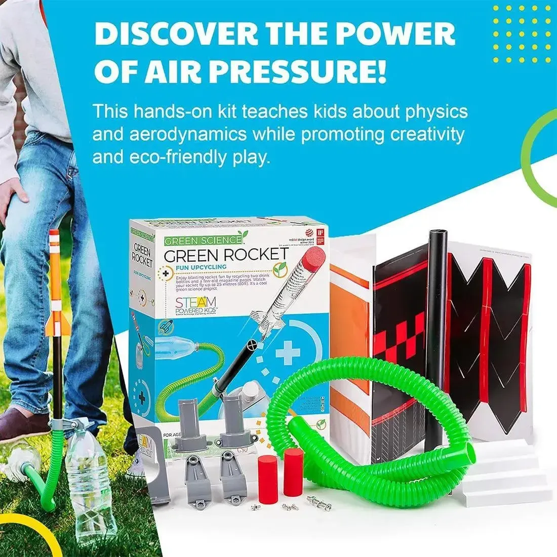 Green Science: Green Rocket - Rocket Launcher Educational Science STEAM Building Kit - 4M - Image 4