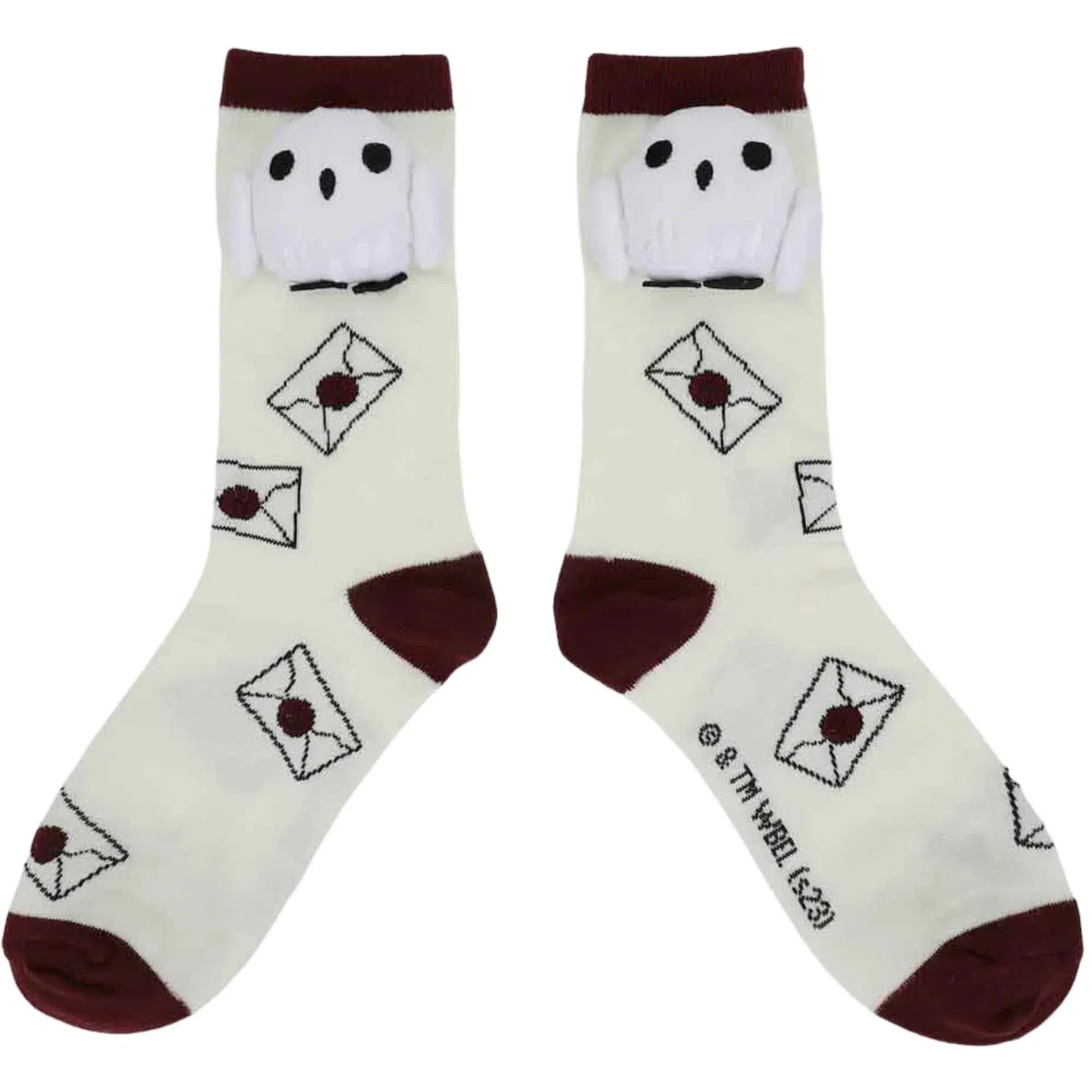 Harry Potter - 3D Plush Hedwig & Hogwarts Acceptance Letter Crew Socks - Bioworld - Image 2