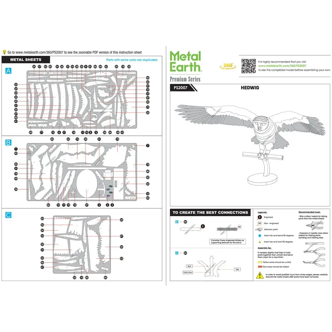 Harry Potter - Hedwig Figure Model Kit (Steel, Challenging Difficulty) - Fascinations - Metal Earth Premium Series - Image 8