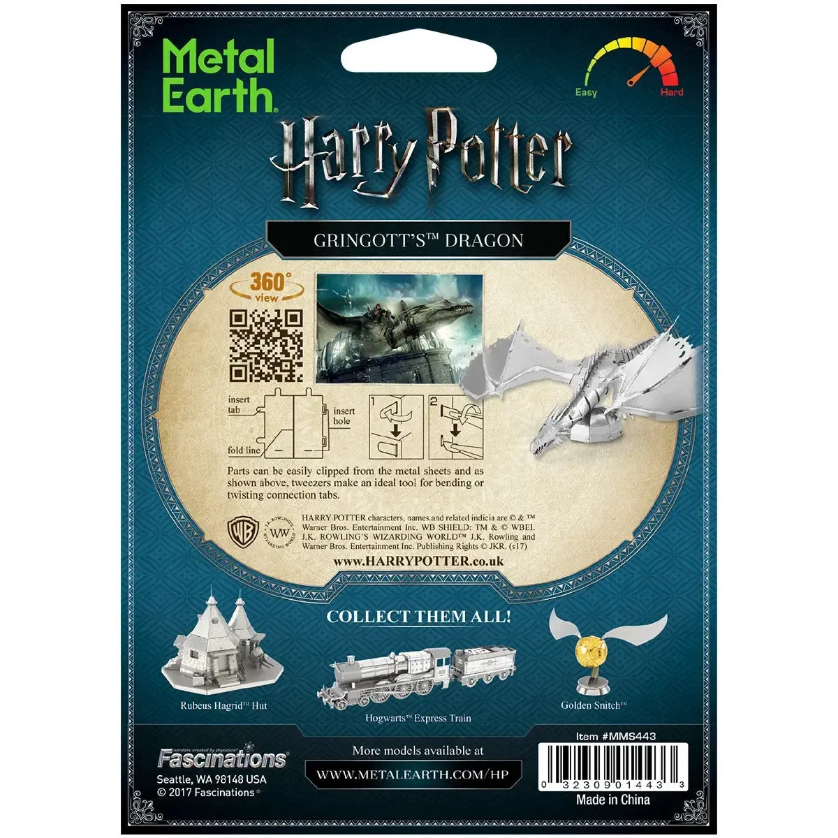 Harry Potter - Unpainted Gringott's Dragon Figure Model Kit (Steel, Challenging Difficulty) - Fascinations - Metal Earth Series - Image 3