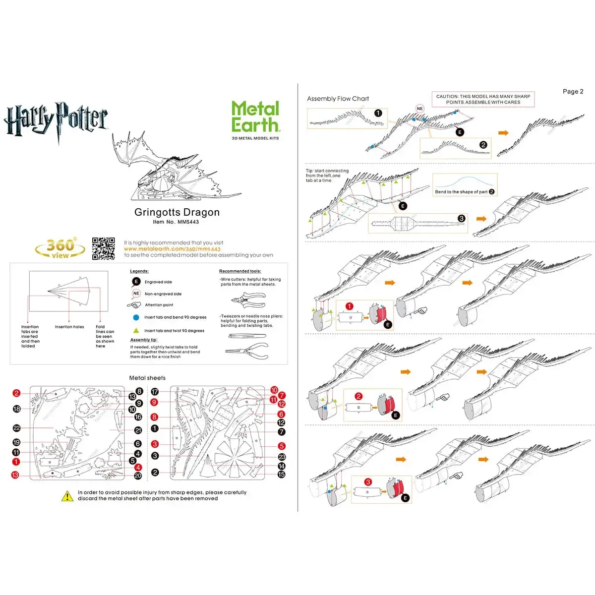 Harry Potter - Unpainted Gringott's Dragon Figure Model Kit (Steel, Challenging Difficulty) - Fascinations - Metal Earth Series - Image 9