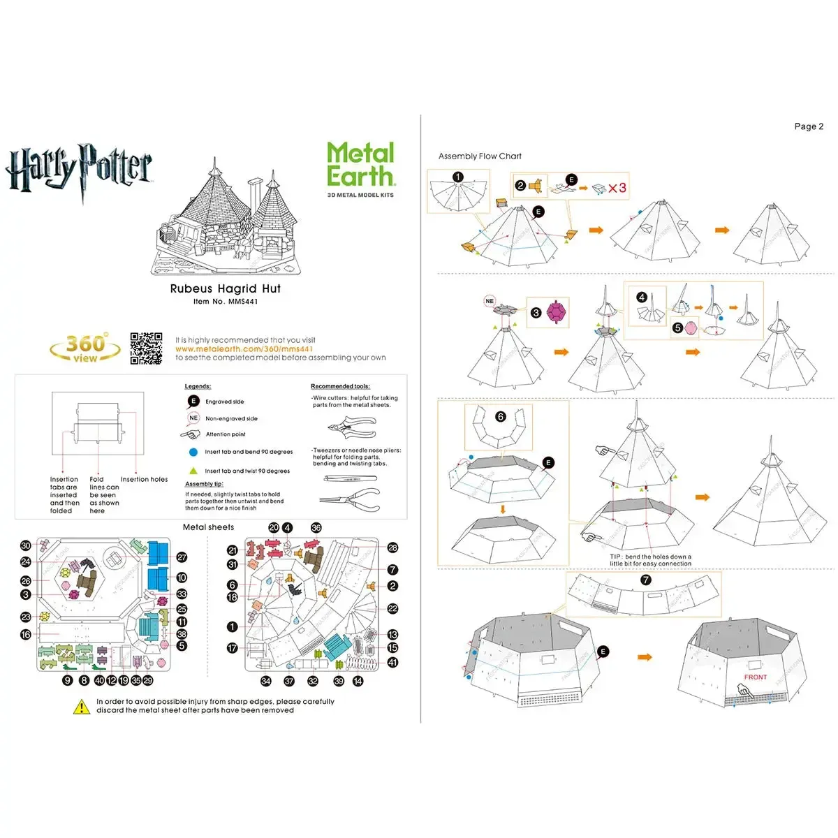 Harry Potter - Unpainted Rubeus Hagrid Hut Figure Model Kit (Steel, Moderate Difficulty) - Fascinations - Metal Earth Series - Image 8