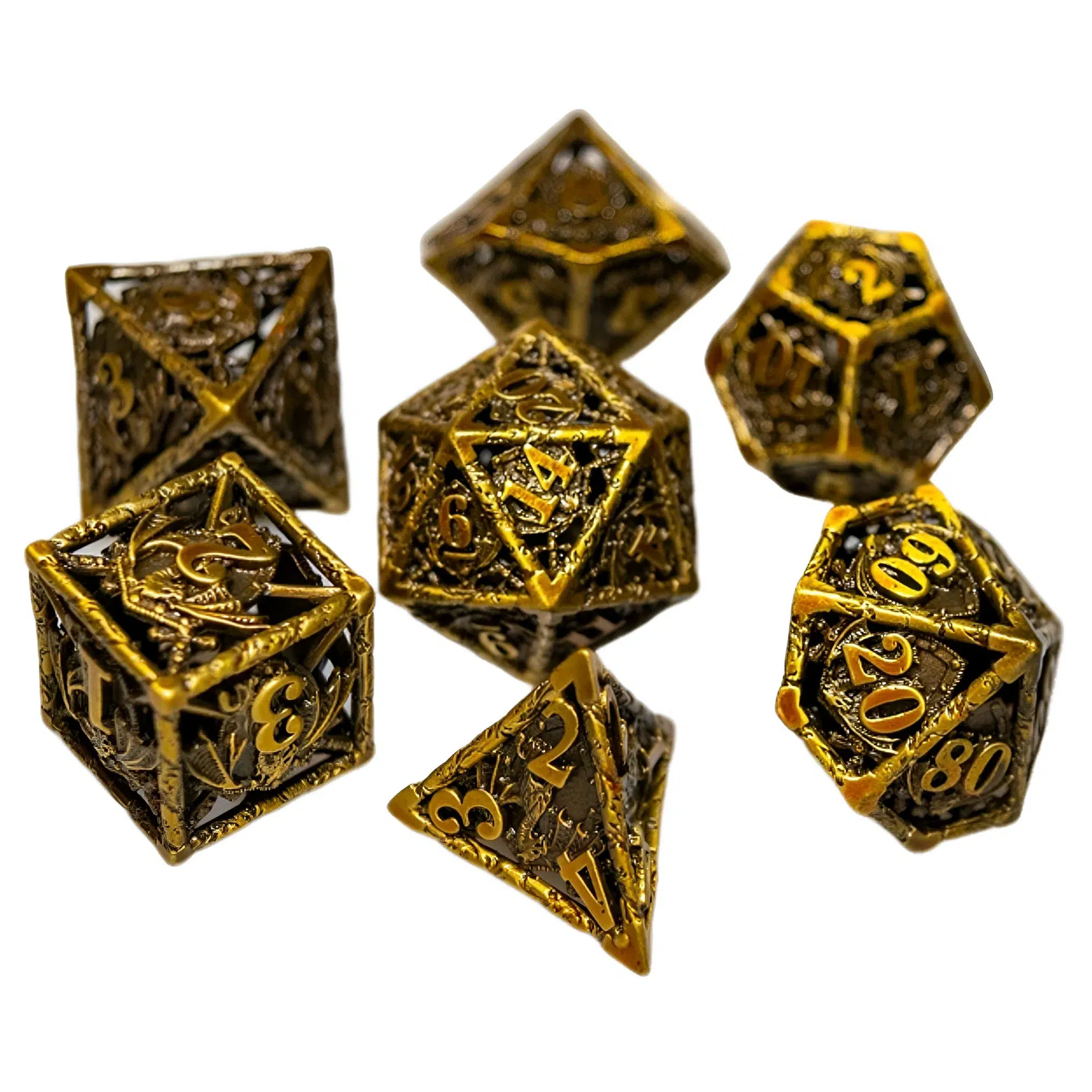 Hollow Dragon Shield Dice Set (7 Dice, Polyhedral) - Game Master Dice - Image 2