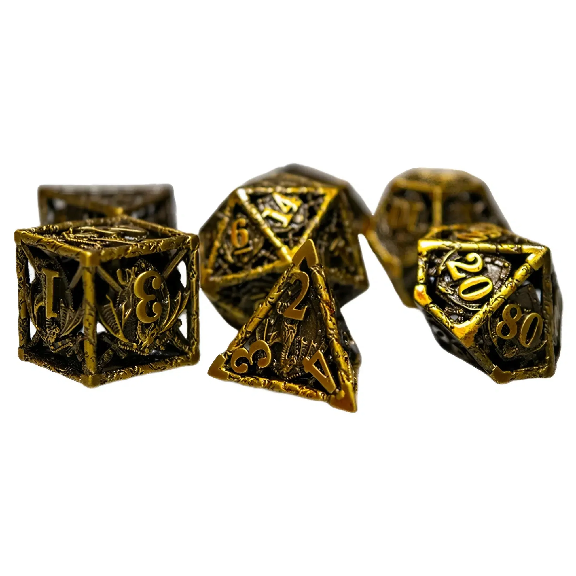 Hollow Dragon Shield Dice Set (7 Dice, Polyhedral) - Game Master Dice - Image 3