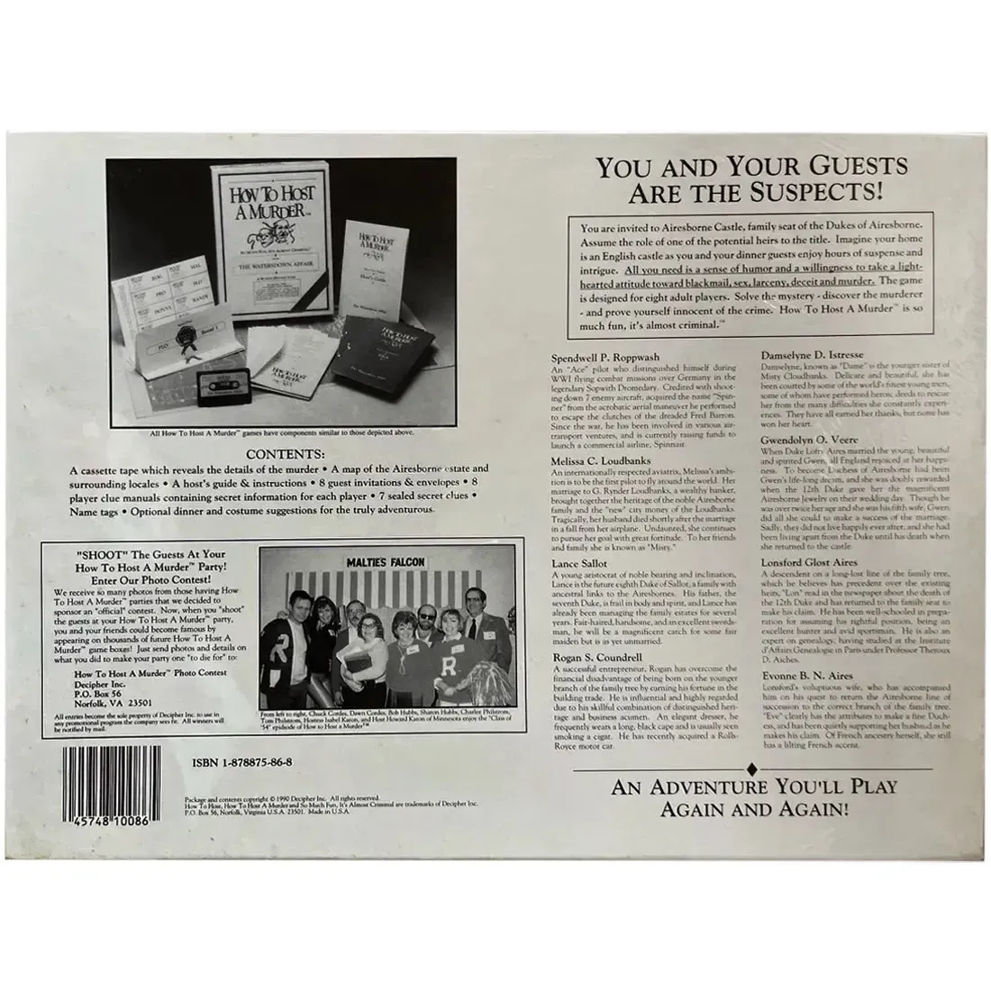 How to Host a Murder - Party Mystery Board Game for Adults (8+ Players, Ages 18+) - Decipher Inc - (1990) - Image 3