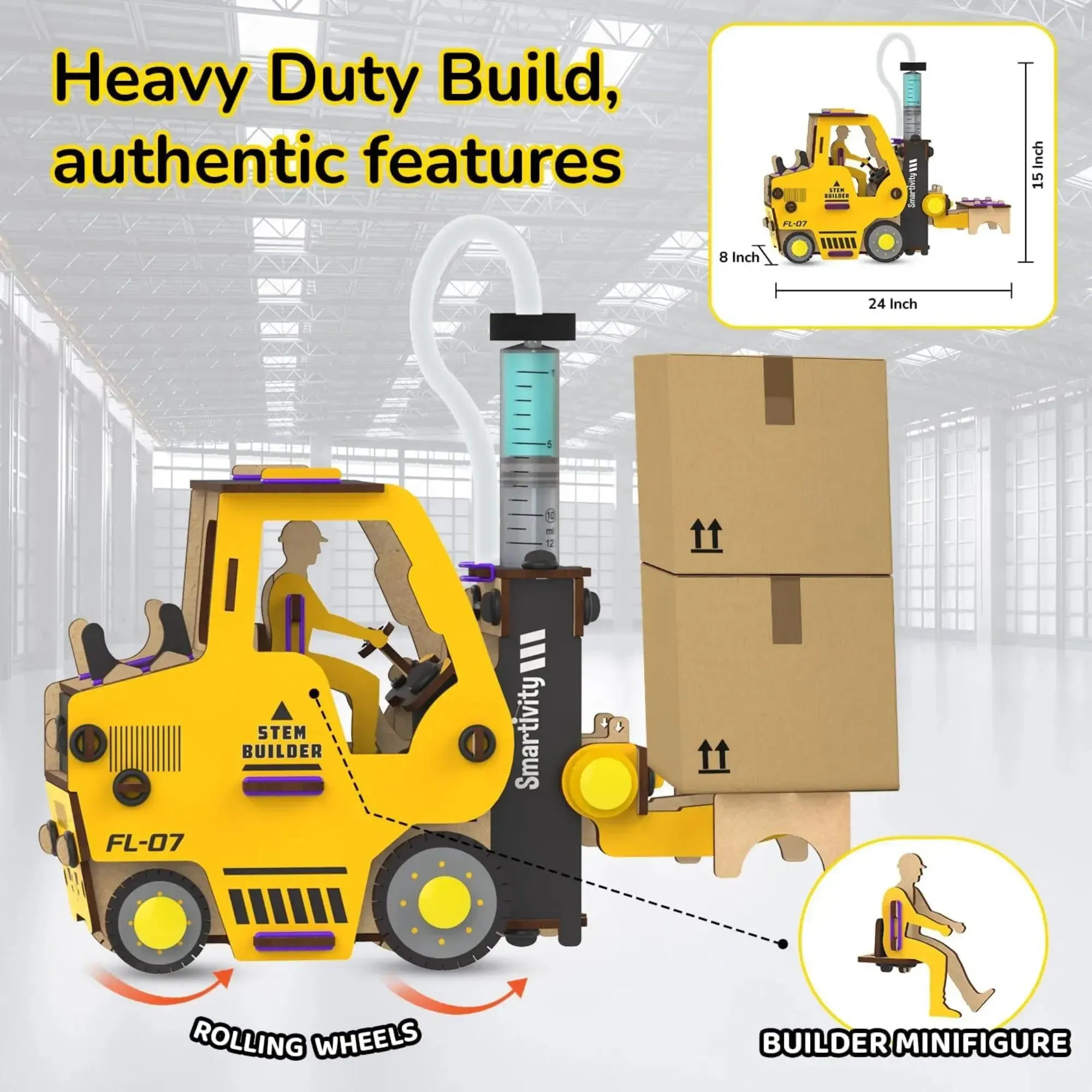 Hydraulic Forklift with Pallet and Box - STEM Toy Building Set - Smartivity - Image 4