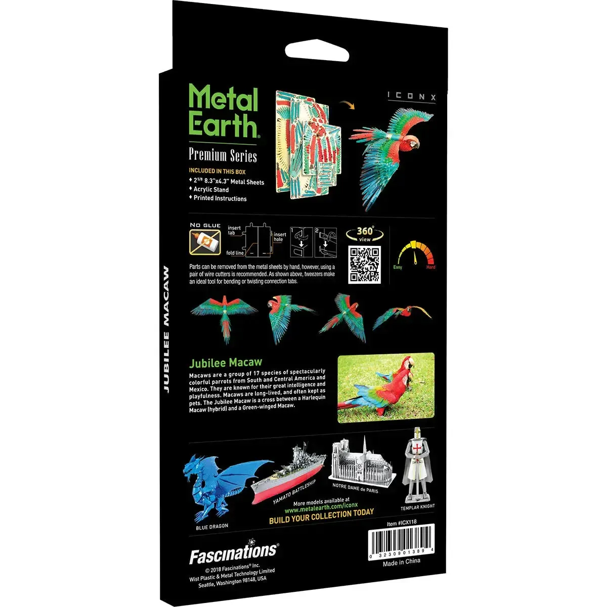 Jubilee Macaw Parrot Figure Model Kit (Steel, Moderate Difficulty) - Fascinations - Metal Earth Premium Series - Image 3