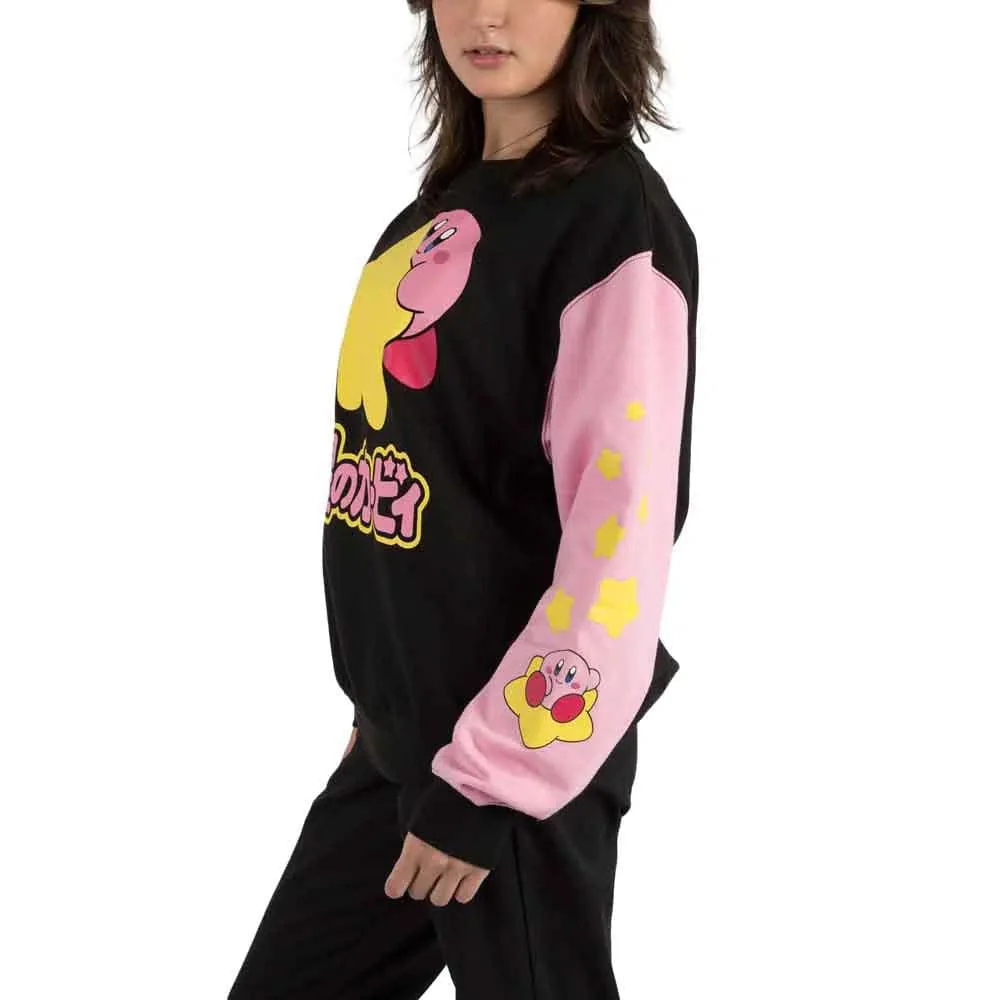 Kirby - Contrast Sleeve Juniors Oversized Sweatshirt - Bioworld - Image 3