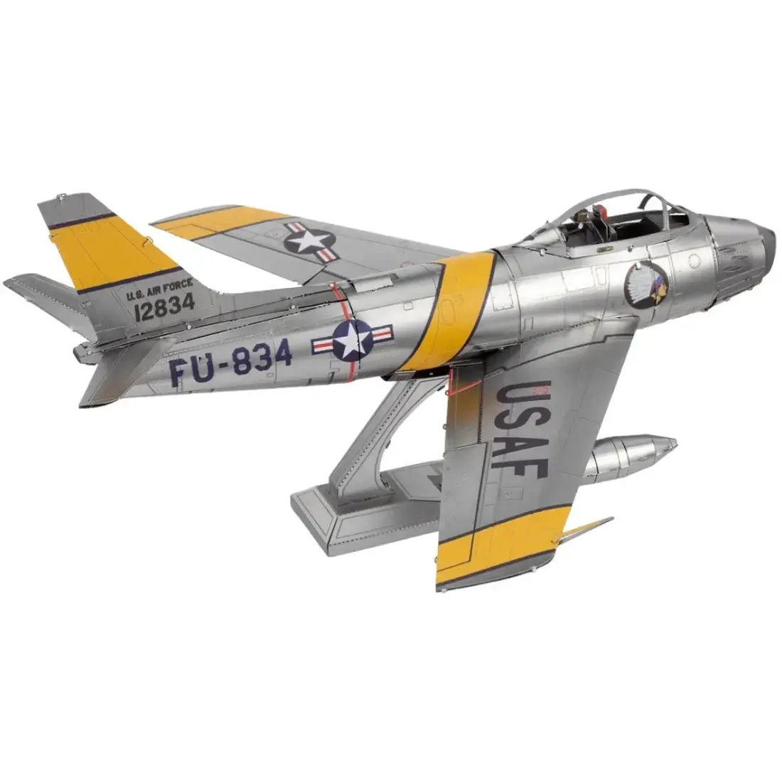 Korean War - F-86 Sabre American Plane Figure Model Kit (1:72 Scale, Steel, Moderate Difficulty) - Fascinations - Metal Earth Series - Image 7