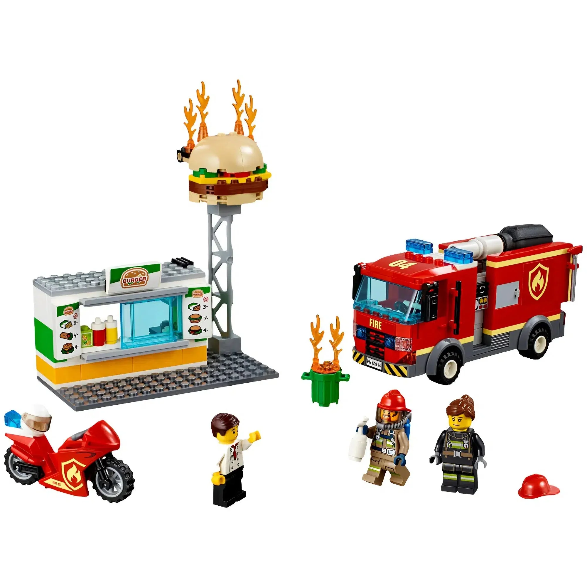 LEGO [City] - Burger Bar Fire Rescue Building Set - Fire Series (60214) - Image 2
