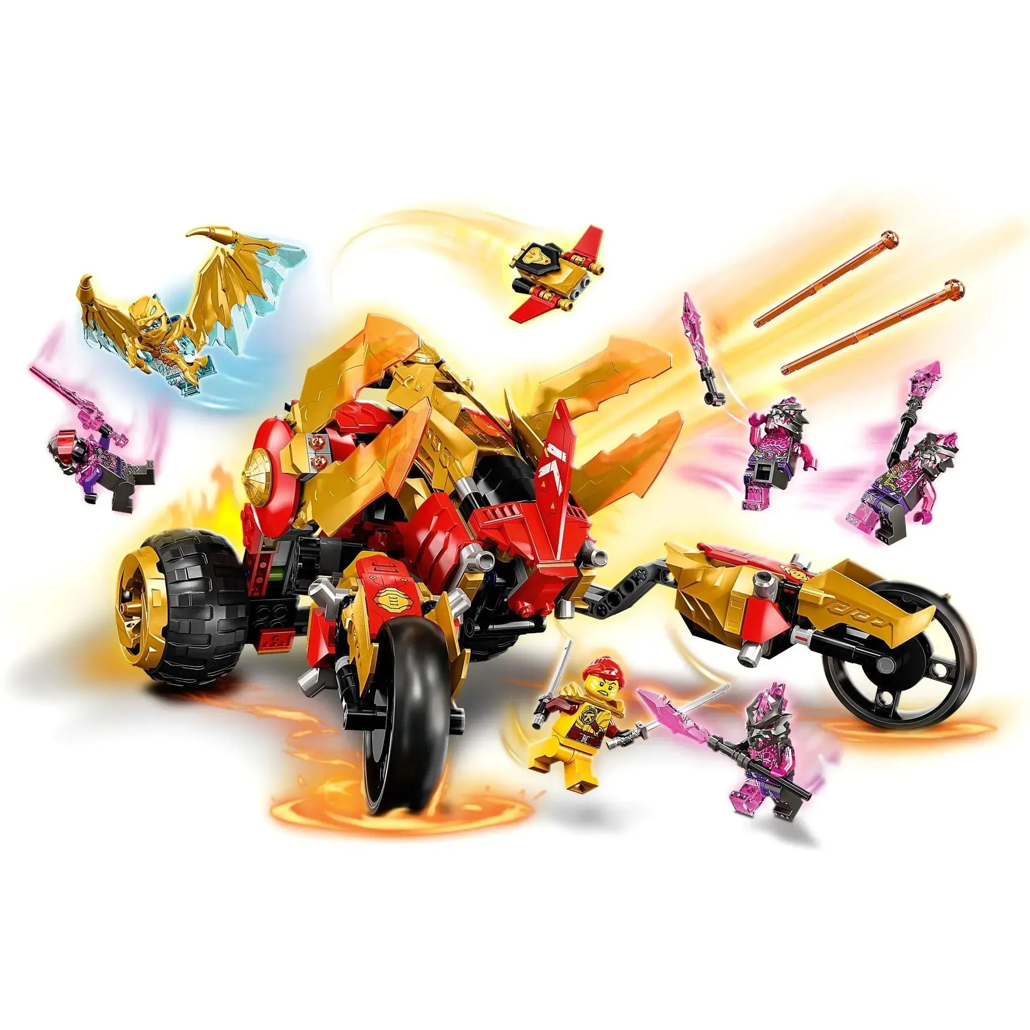 LEGO [Ninjago] - Kai's Golden Dragon Raider Building Set - Crystalized Series (71773) - Image 2