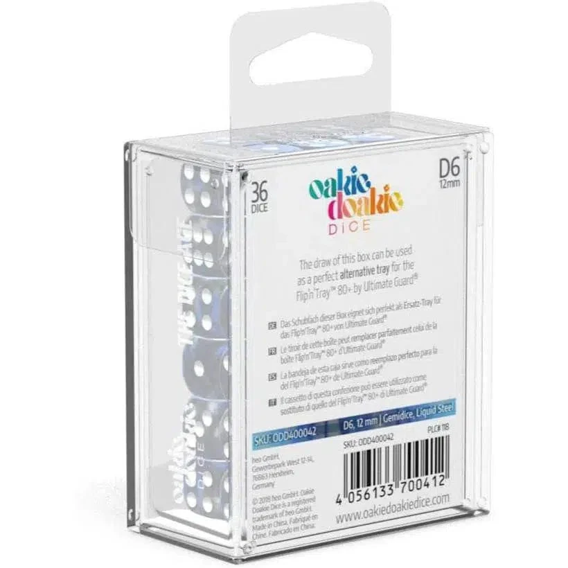 Liquid Steel D6 Dice Set (36 Dice, 12mm, Blue & Gray) - Oakie Doakie Dice - Image 3