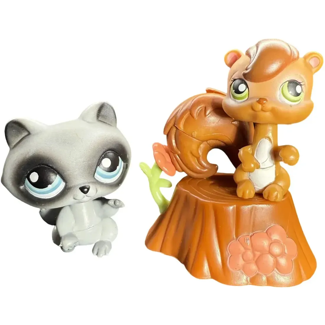 Littlest Pet Shop - Chipmunk & Raccoon Bobble-Head Figure Set - Hasbro - Sweet 'N Neat Pets Series (195-196) - Image 2