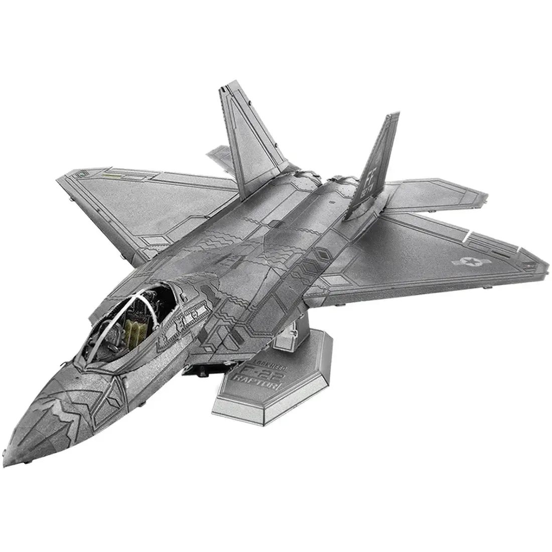 Lockheed Martin - F-22 Raptor Plane Figure Model Kit (1:137 Scale, Steel, Moderate Difficulty) - Fascinations - Metal Earth Series - Image 2