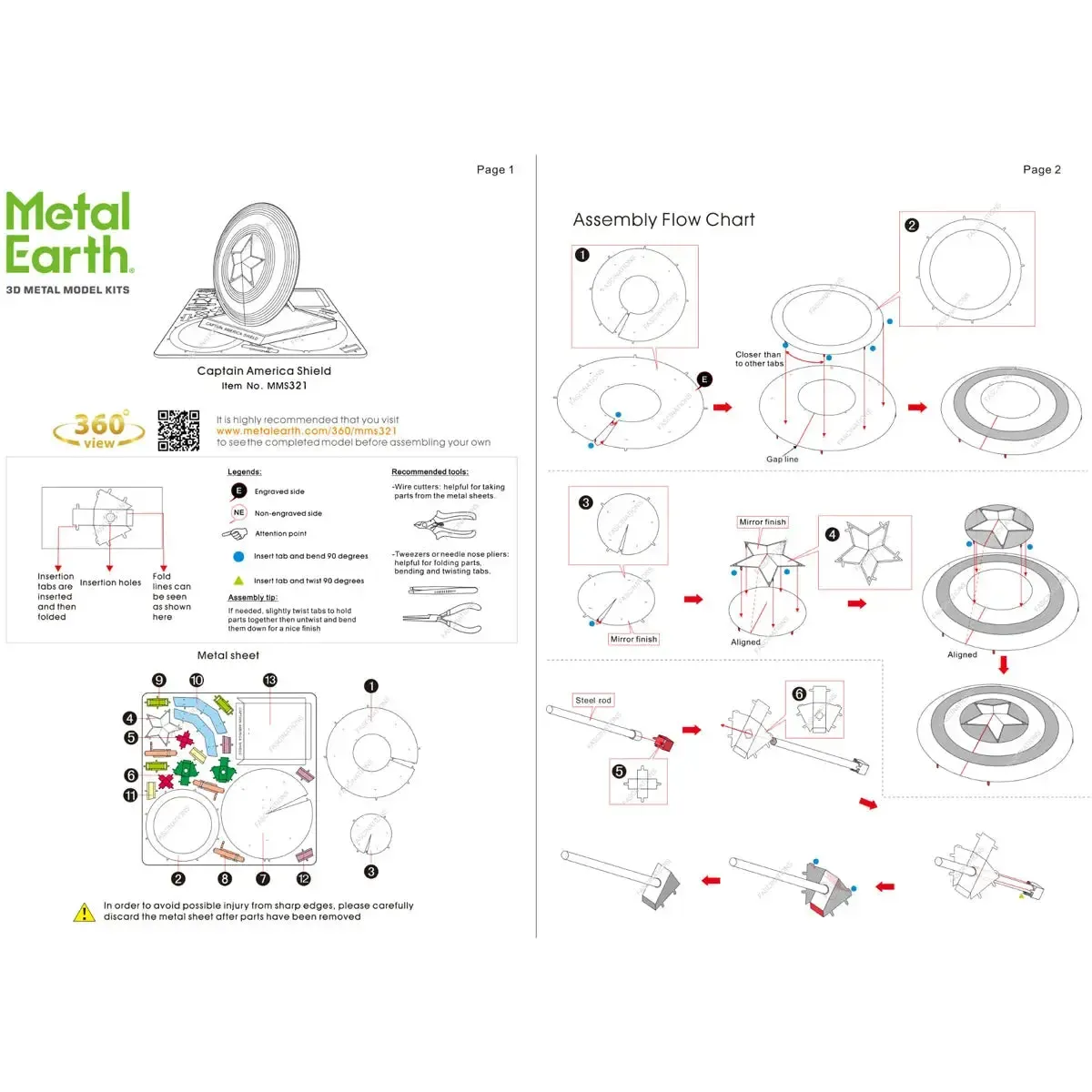 Marvel [Avengers] - Captain America's Shield Model Kit (Steel, Moderate Difficulty) - Fascinations - Metal Earth Series - Image 7