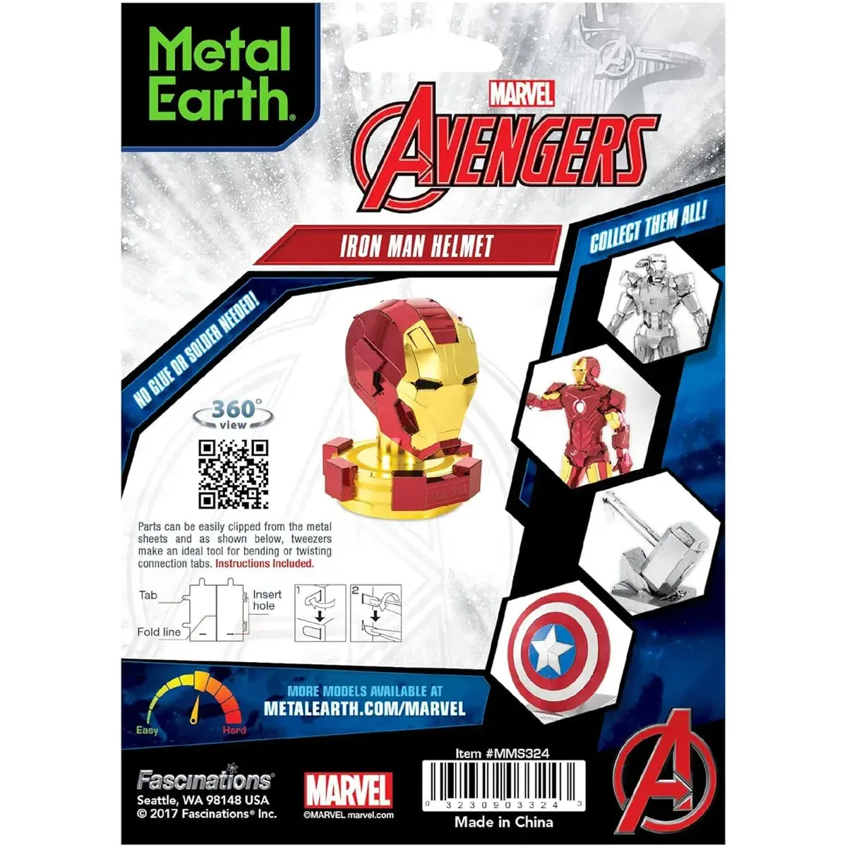 Marvel [Avengers] - Iron Man Helmet Figure Model Kit (Steel, Moderate Difficulty) - Fascinations - Metal Earth Series - Image 3