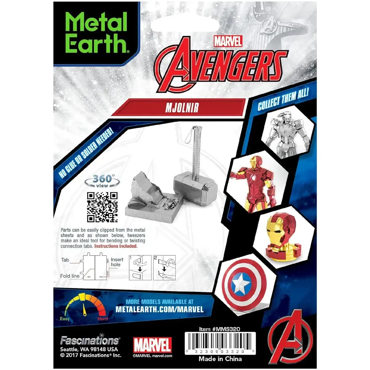Marvel [Avengers] - Unpainted Mjolnir Model Kit (Steel, Moderate Difficulty) - Fascinations - Metal Earth Series - Image 3