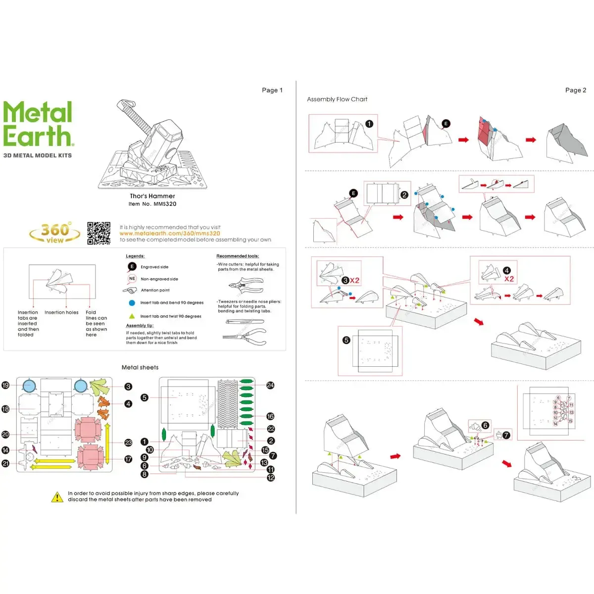 Marvel [Avengers] - Unpainted Mjolnir Model Kit (Steel, Moderate Difficulty) - Fascinations - Metal Earth Series - Image 9