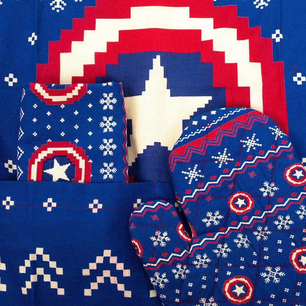 Marvel: Captain America - Christmas Kitchen Gift Set - Bioworld - Apron, Oven Mitt & Dish Towel - Image 6