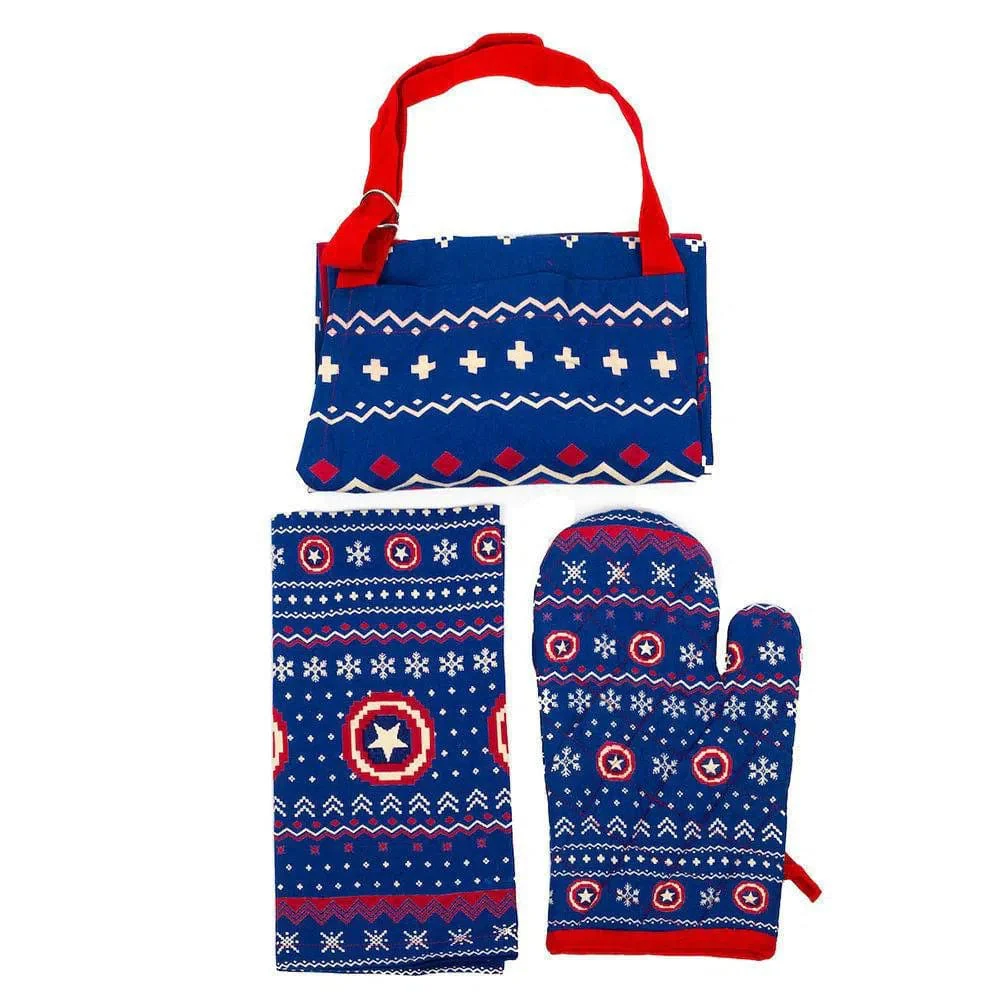 Marvel: Captain America - Christmas Kitchen Gift Set - Bioworld - Apron, Oven Mitt & Dish Towel - Image 7