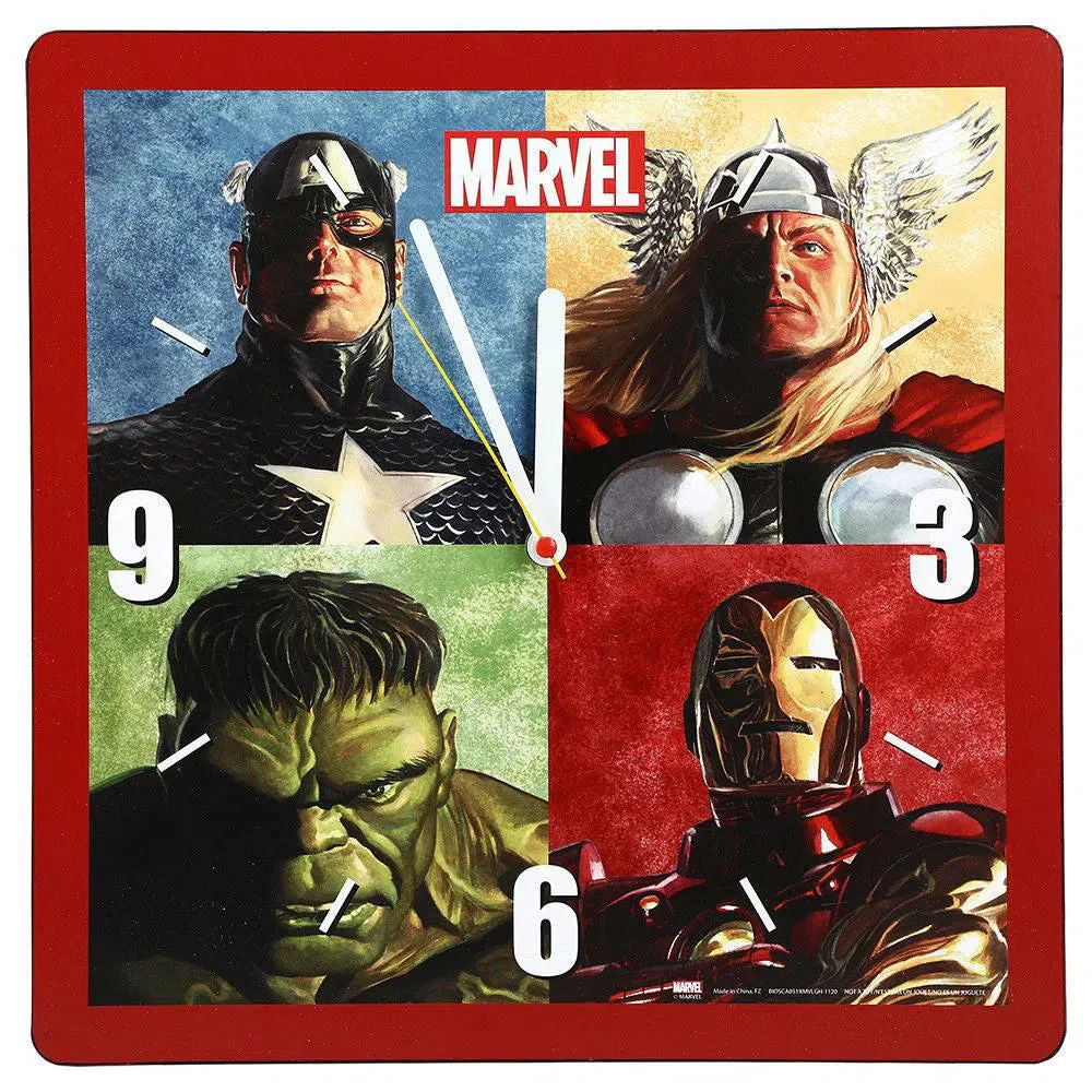 Marvel - Retro Superheroes Square Wall Clock (13") - Bioworld