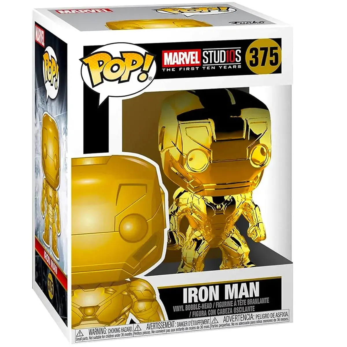 Marvel Studios: The First Ten Years - Gold Iron-Man Bobble-Head Figure - Funko - Pop! Series (375) - Image 2