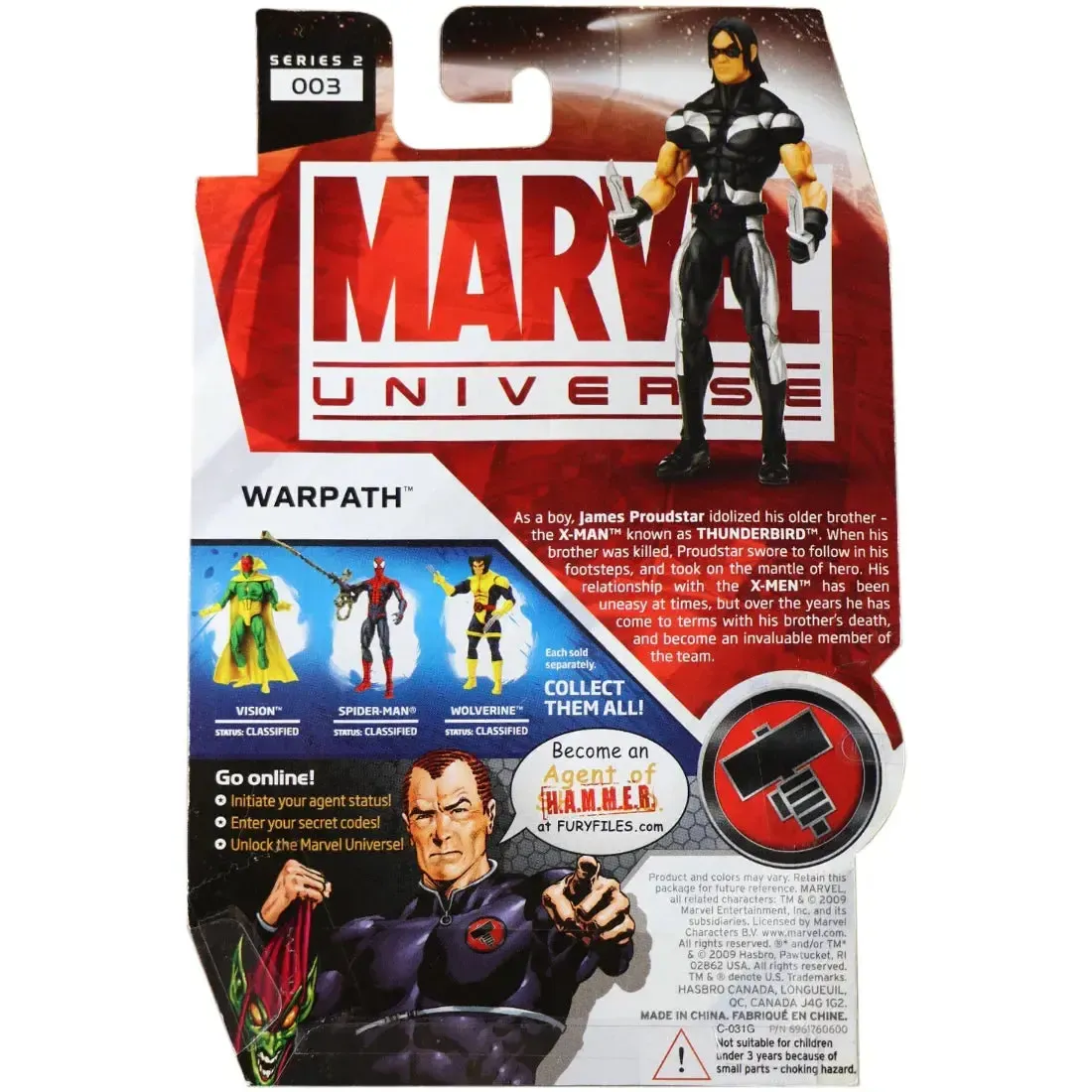 Marvel [X-Men] - Black & Silver Outfit Warpath Action Figure (4.25") - Hasbro - Marvel Universe Series 2 (003) - Image 3