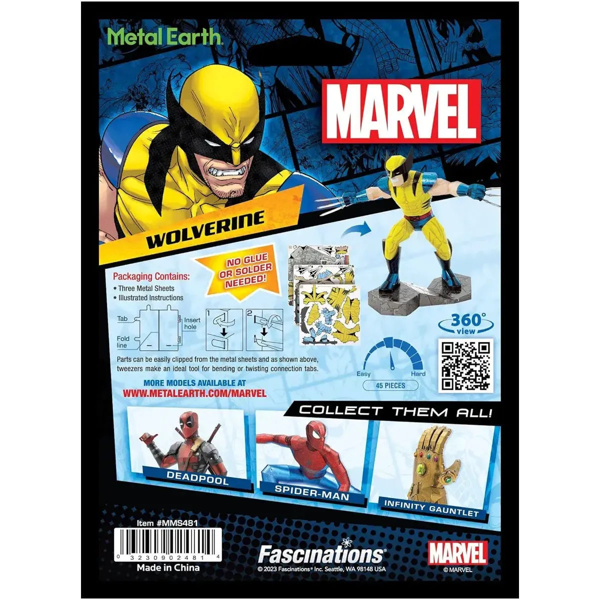 Marvel [X-Men] - Wolverine Figure Model Kit (Steel, Moderate Difficulty) - Fascinations - Metal Earth Series - Image 3