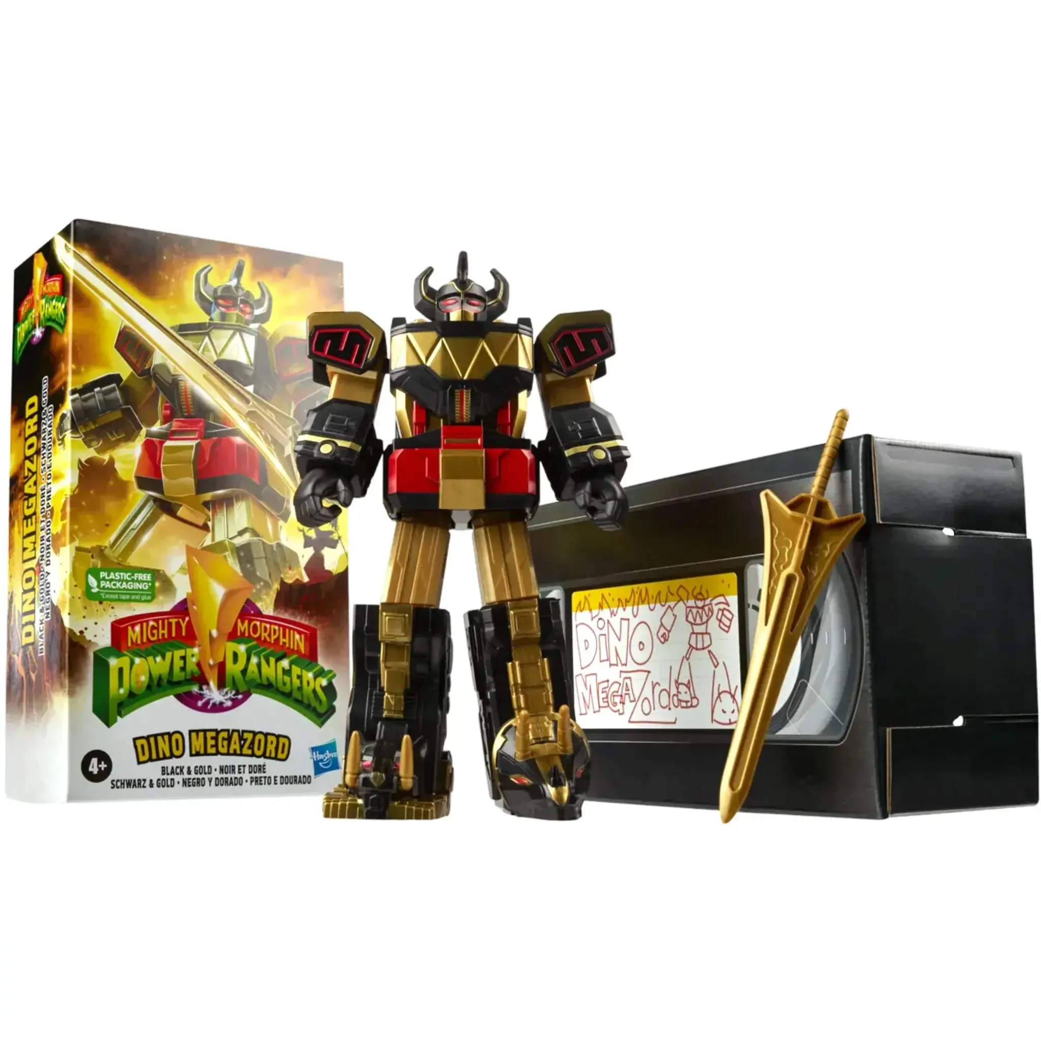 Mighty Morphin Power Rangers - Black & Gold Dino Megazord Action Figure (7") - Hasbro - (2022) - Image 2