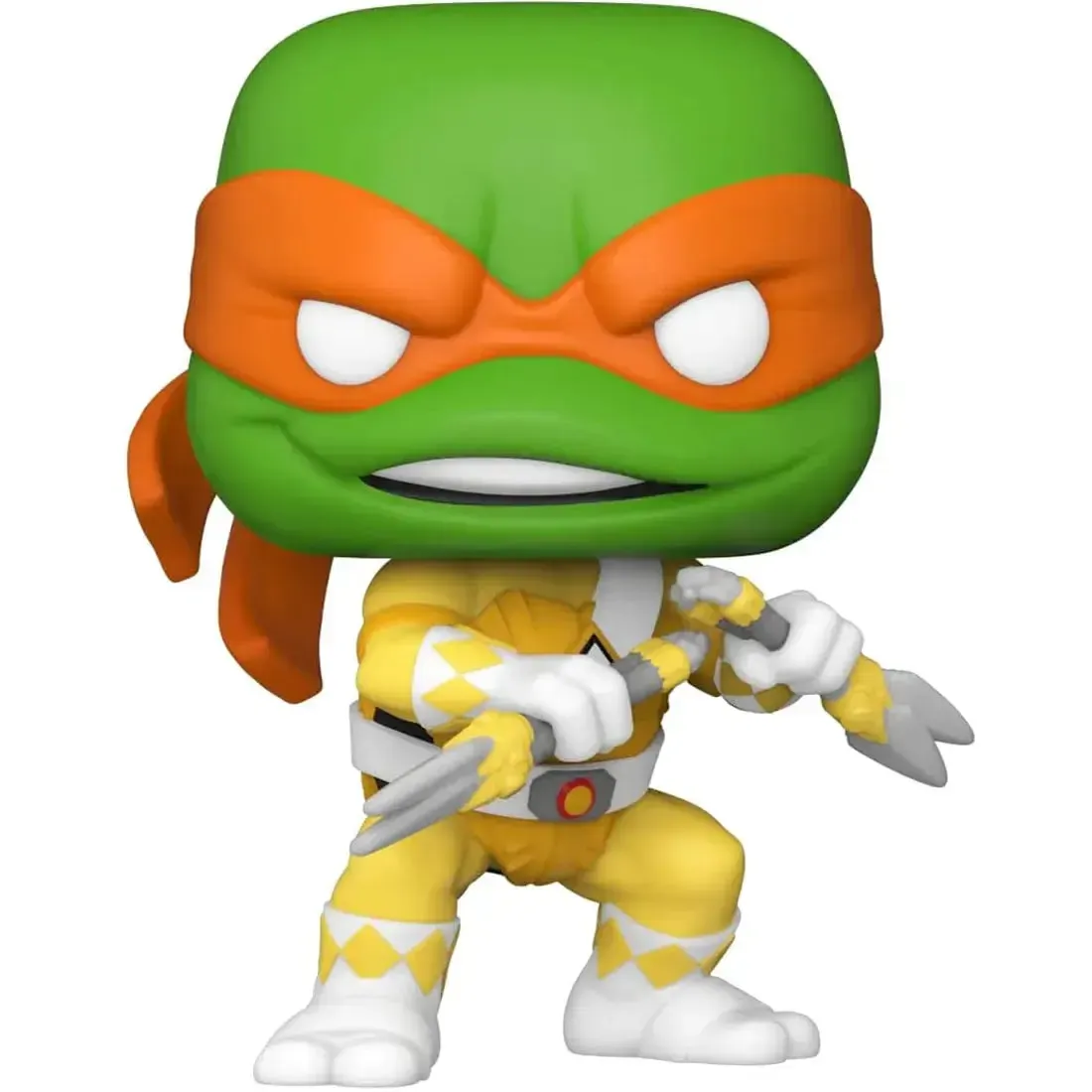 Mighty Morphin Power Rangers x Teenage Mutant Ninja Turtles - Mikey with Yellow Ranger Outfit Figure (3.64") - Funko - Pop! Retro Toys Series (111), 2022 NYCC Fall Convention Limited Edition - Image 2