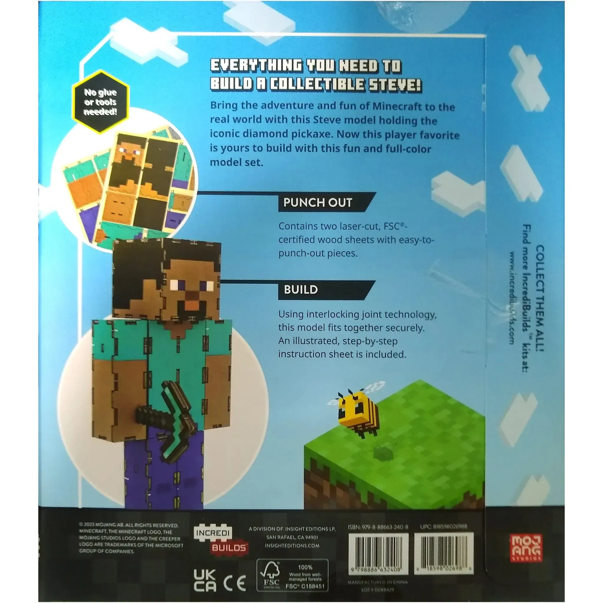 Minecraft - Steve 3D Model Kit (Wood) - Insights Editions - IncrediBuilds Series - (2023) - Image 3
