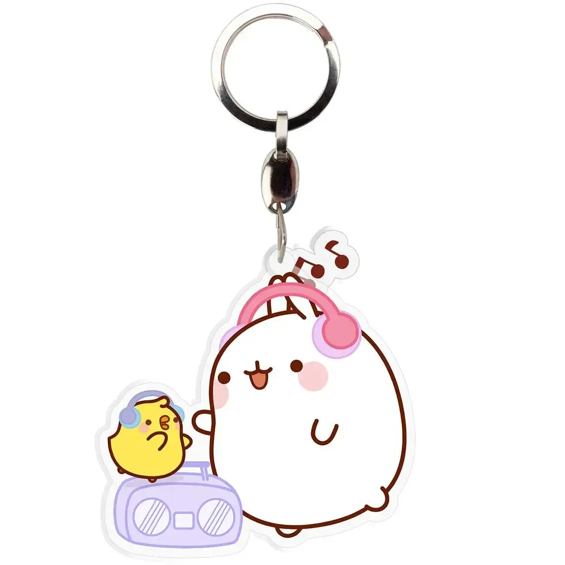 Molang - Cute Molang Keychain with Piu Piu Charm (Acrylic) - ABYstyle - Image 2