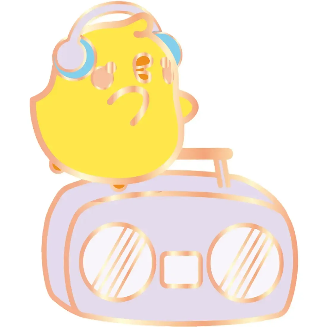 Molang - Piu-Piu & Molang Listening to Music Pin Badge Set (Metal) - ABYstyle - Image 3