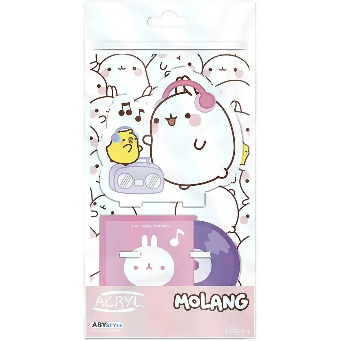 Molang - Piu Piu & Molang Listening to Music Standee Figure (4.25" Acrylic) - ABYstyle - Acryl Series
