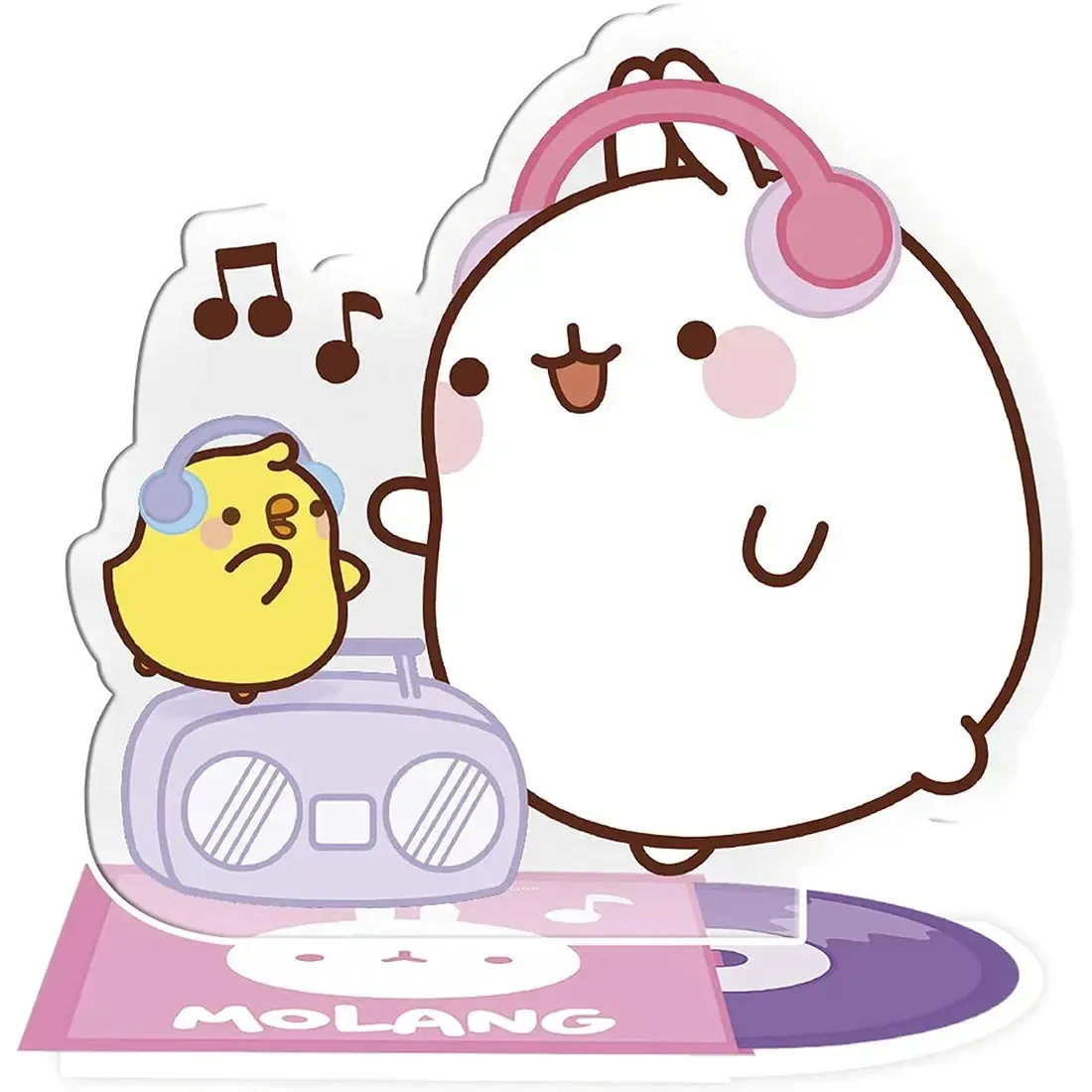 Molang - Piu Piu & Molang Listening to Music Standee Figure (4.25" Acrylic) - ABYstyle - Acryl Series - Image 2