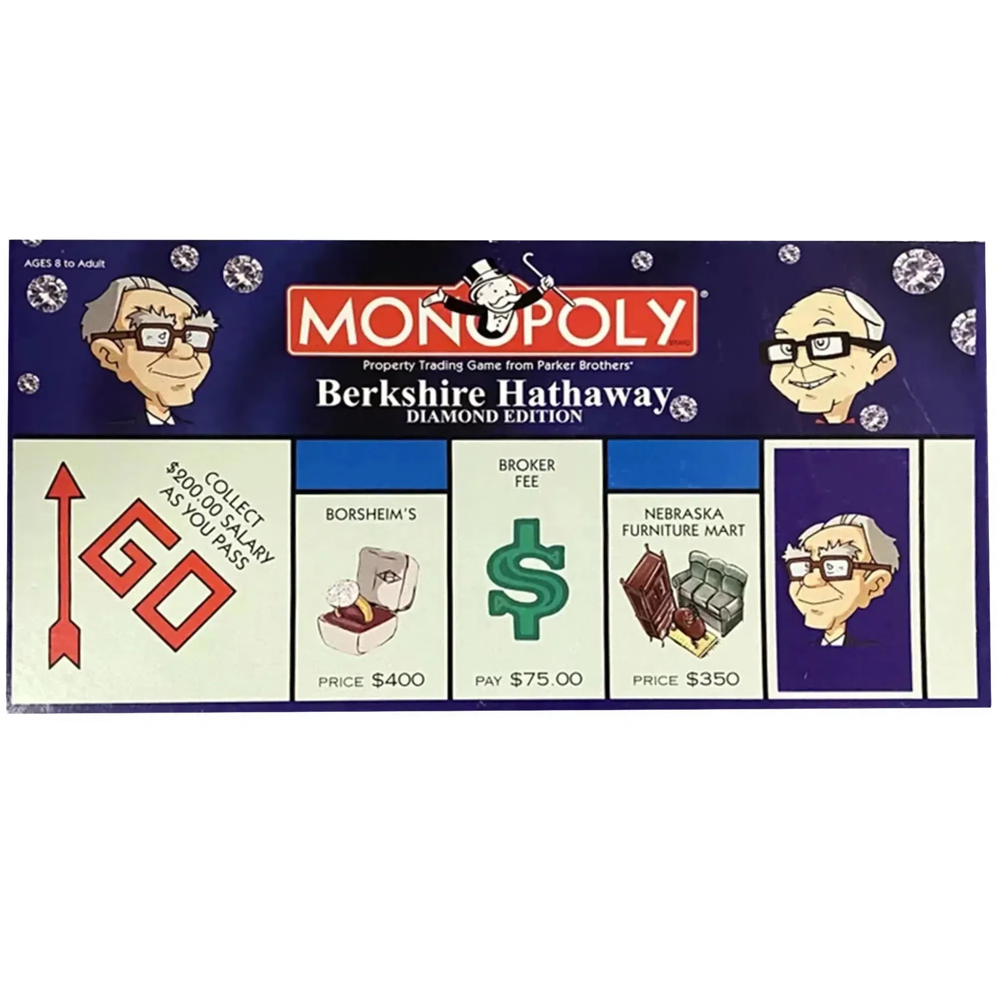 Monopoly: Berkshire Hathaway Diamond Edition - Economic Business Board Game for Family, and Adults (2-6 Players, Ages 8+) - USAopoly