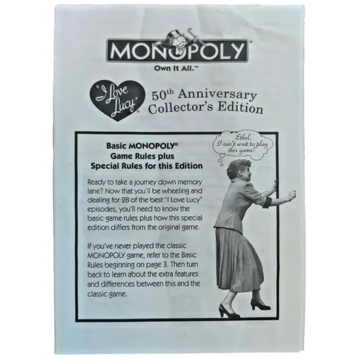 Monopoly: "I Love Lucy" 50th Anniversary Collector's Edition - War Competitive Board Game for Family and Adults (2 Players, Ages 8+) - USAopoly - Image 7