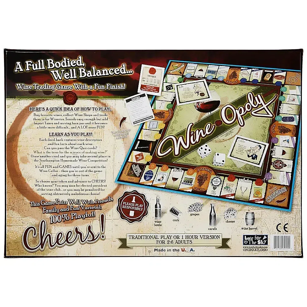 Monopoly: Wine-Opoly 3rd Edition - Economic Wine Board Game for Family, and Adults (2-6 Players, Ages 18+) - Late for the Sky - Image 3