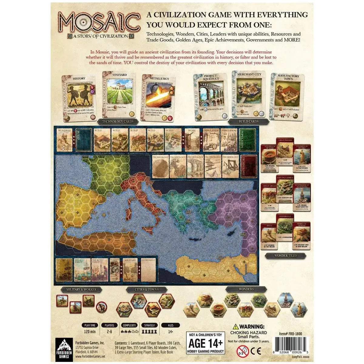 Mosaic: A Story of Civilization - Strategy Civilization Board Game for Family and Adults (2-6 Players, Age 14+) - University Games [Forbidden Games] - Image 3