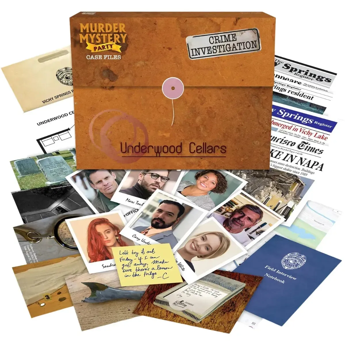Murder Mystery Party: Underwood Cellars - Puzzle Mystery Board Game for Family and Adults (1+ Players, Age 14+) - University Games - Image 2