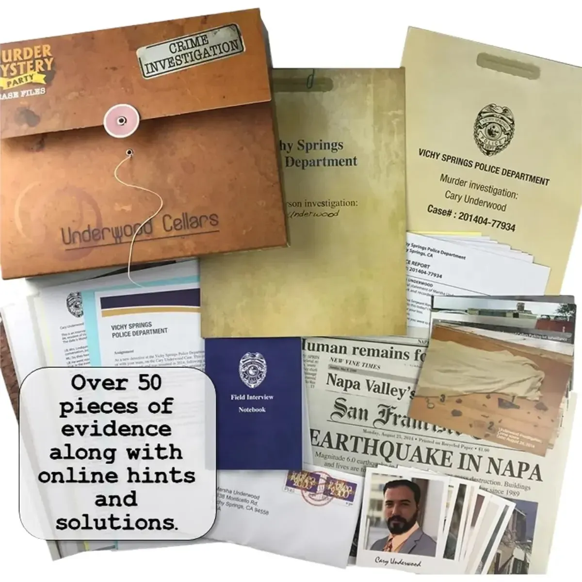 Murder Mystery Party: Underwood Cellars - Puzzle Mystery Board Game for Family and Adults (1+ Players, Age 14+) - University Games - Image 6