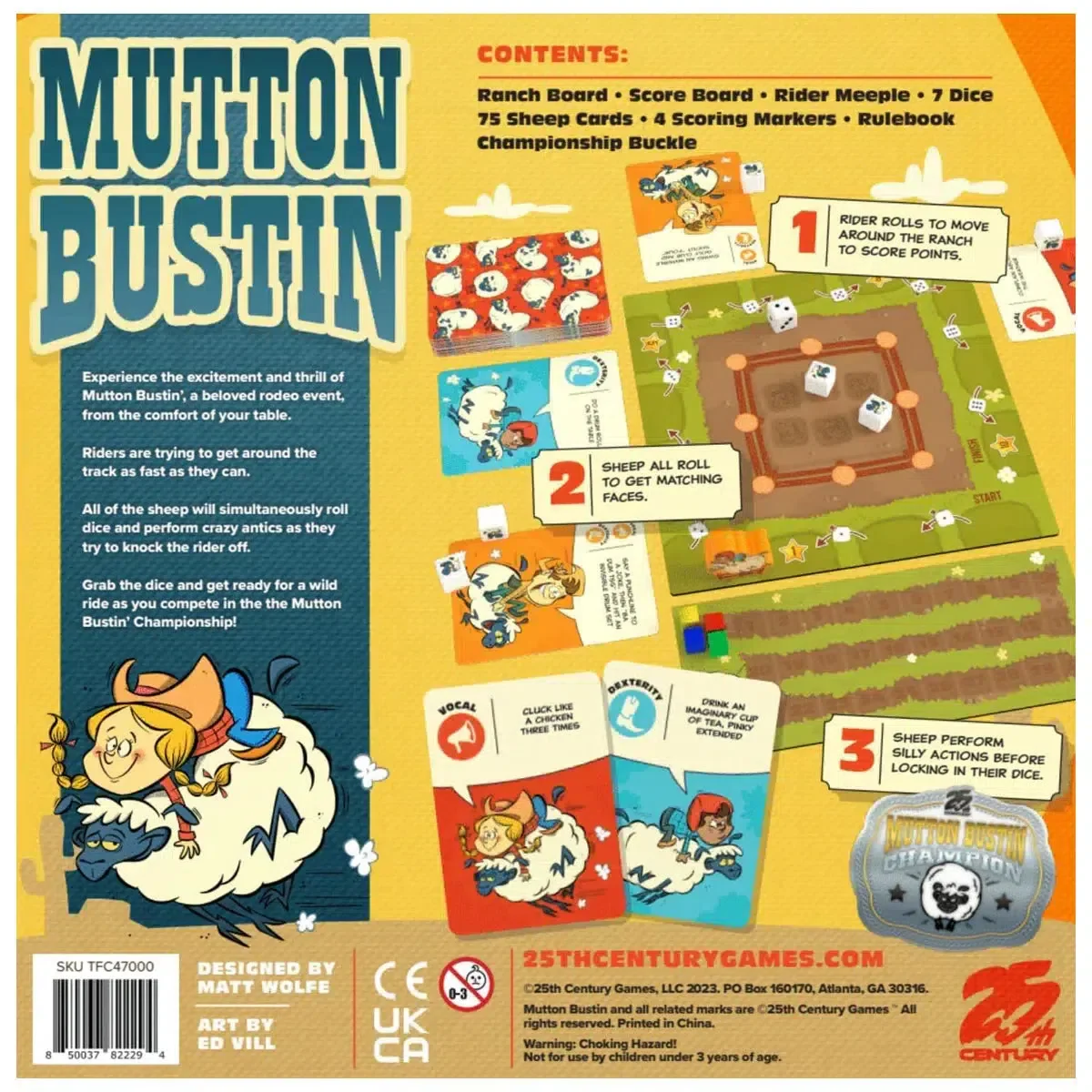 Mutton Bustin - Dexterity Wild West Board Game for Family, Adults, and Children (2-4 Players, Ages 8+) - 25th Century Games - Image 3