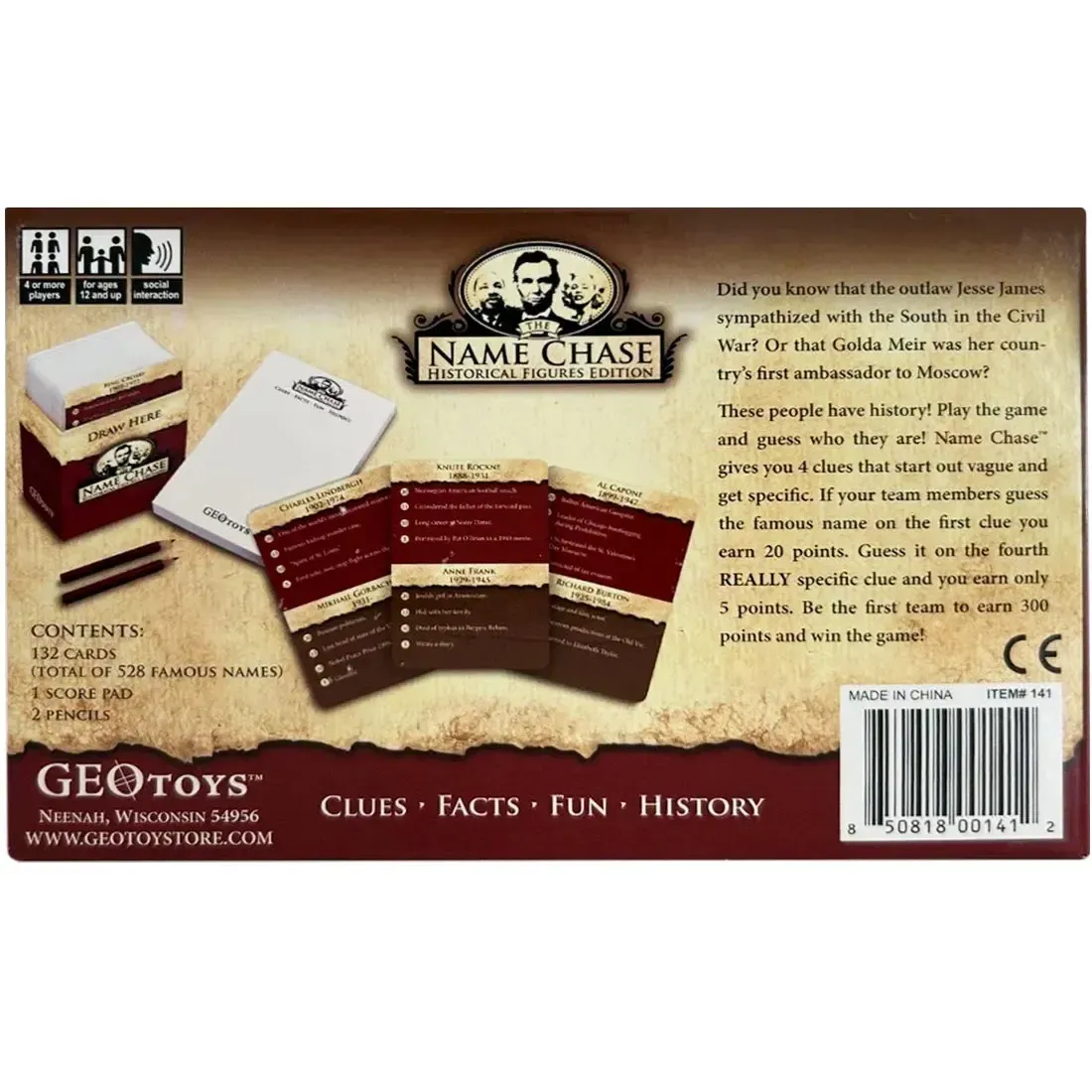 Name Chase: Historical Figures Edition - Trivia History Card Game for Adults, and Family (4+ Players, Ages 12+) - Geo Toys - Image 3