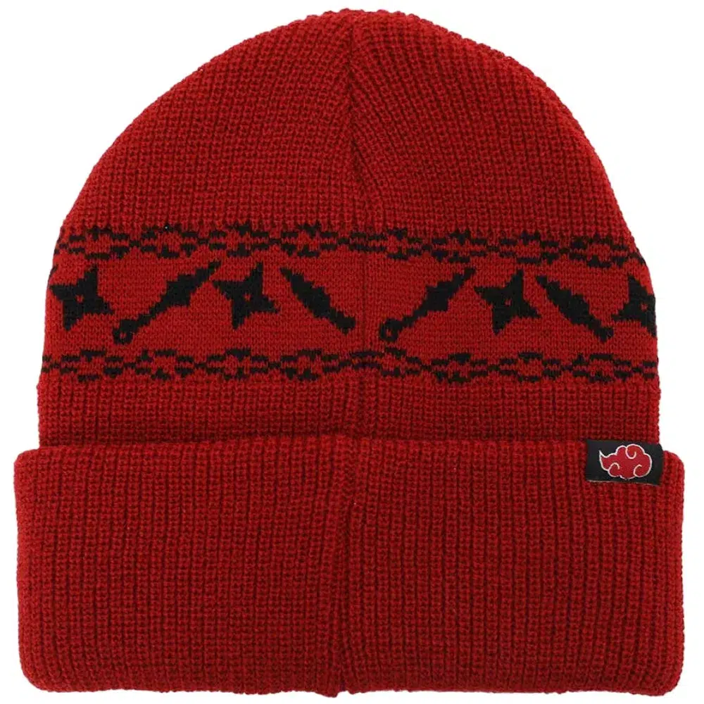 Naruto - Akatsuki Red Cuff Beanie Hat (Embroidered) - Bioworld - Image 3