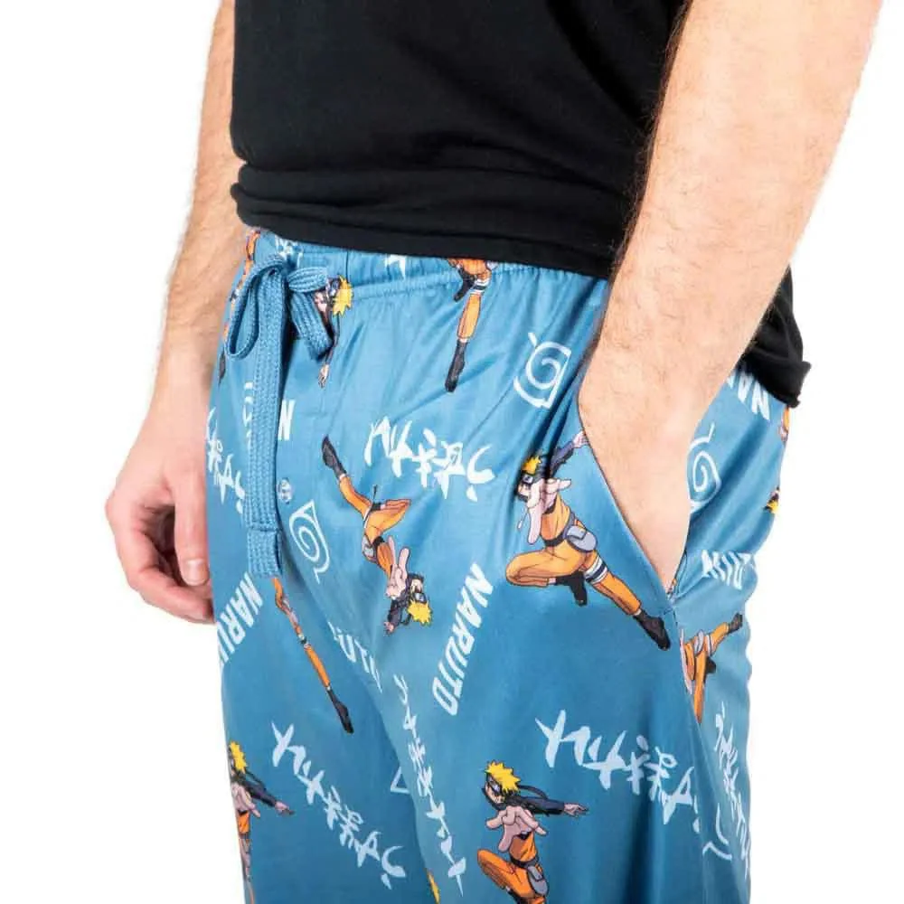 Naruto - Hidden Leaf Village Pajama Pants (Blue, All Over Print) - Bioworld - Image 3